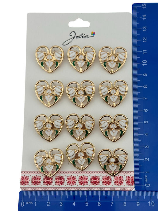 Set 12 Spring Martisor Brooches Jolie Three Snowdrops In Heart Design White