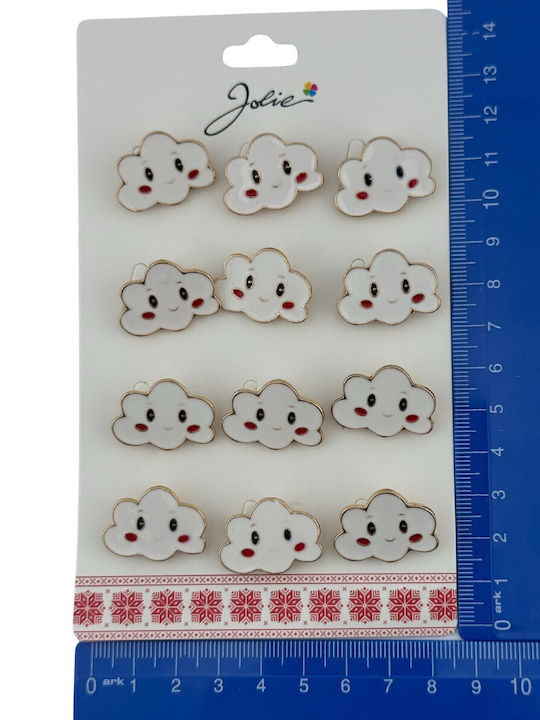 Set 12 Martisor Brooches Children Jolie Cloud Design White