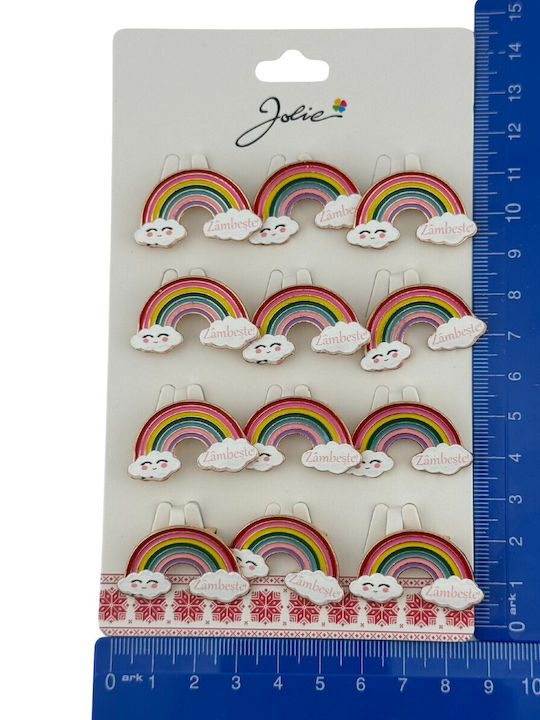Set 12 Broșe Martisor Copii Jolie Design Curcubeu Zâmbet Mesaj Multicolore