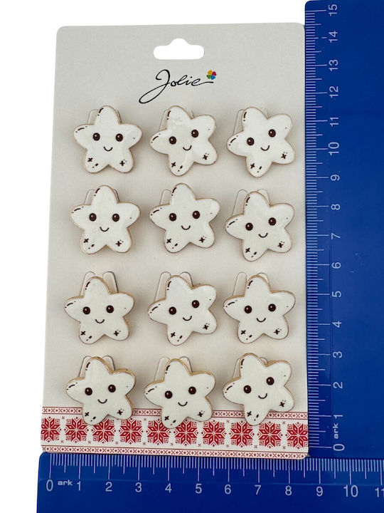 Set 12 Martisor Brooches Children Jolie Smiling Star Design White