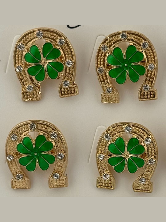 Set 12 Pinuri De Primăvară Mărțișor Jolie Trifoi În Design Potcoavă Multicolore