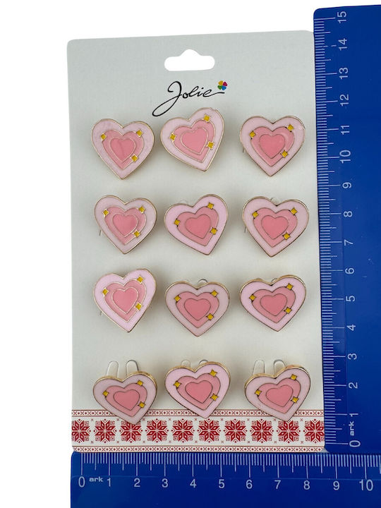 Set 12 Pinuri Mărțișor Copii Jolie Design Stele Inimă Roz