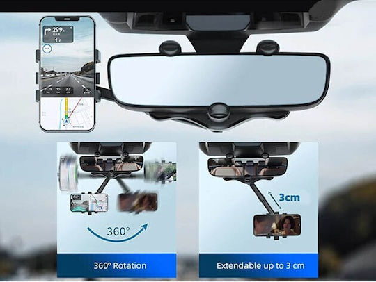 Flippy Suport auto pentru oglinda retrovizoare Rotativ 360 de grade Retractabil Multifuncțional Compatibil cu toate telefoanele mobile Finisaj carbon Negru