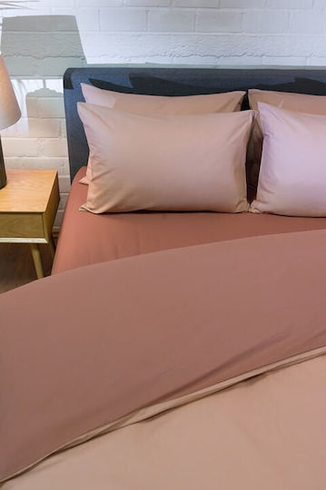Viokarpet Duvet Cover Set 165x245cm Single With Pillowcase Hue Taupe Amber