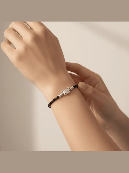 Diora Black Braided Bracelet Teddy Bear