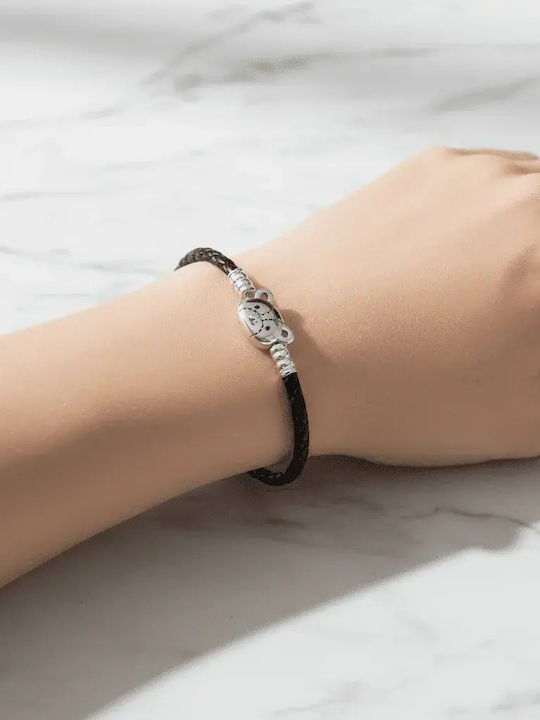 Diora Black Braided Bracelet Teddy Bear