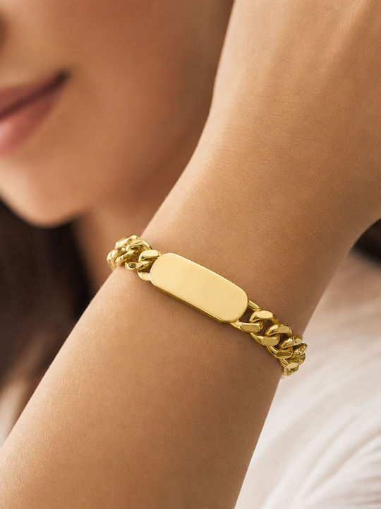 Cuban Armband Gravierte Platte Golden Shade