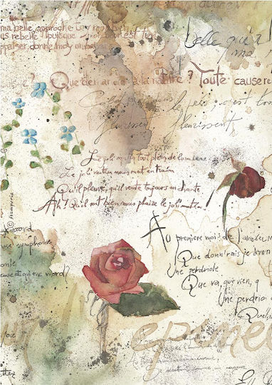 Set of 6 Decoupage Rice Papers Stamperia 21x29cm A4 Flowers Poems