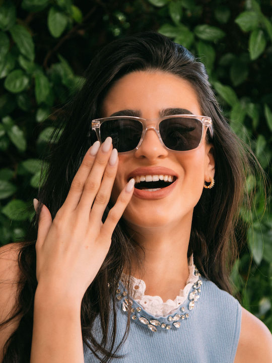 Leegio Damenträger Sonnenbrille mit Transparentem Rahmen und Schwarzem Glas