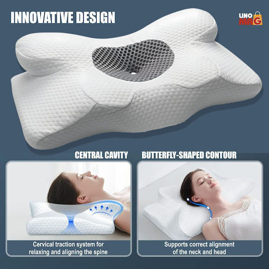 Медицинска Възглавница За Врат Memory Foam 34x60x13cm Бяла