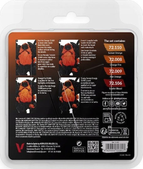Acrylicos Vallejo Modellbau-Farben Orange 18ml 4 Stück