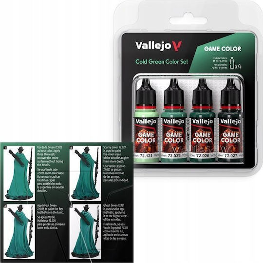 Acrylicos Vallejo Modellbau-Farben Kalt Grün 18ml 4 Stück