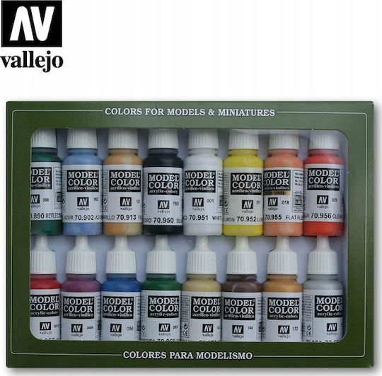 Acrylicos Vallejo Colors Σετ Χρώματα Μοντελισμού Basic Colors Usa 18ml 16τμχ
