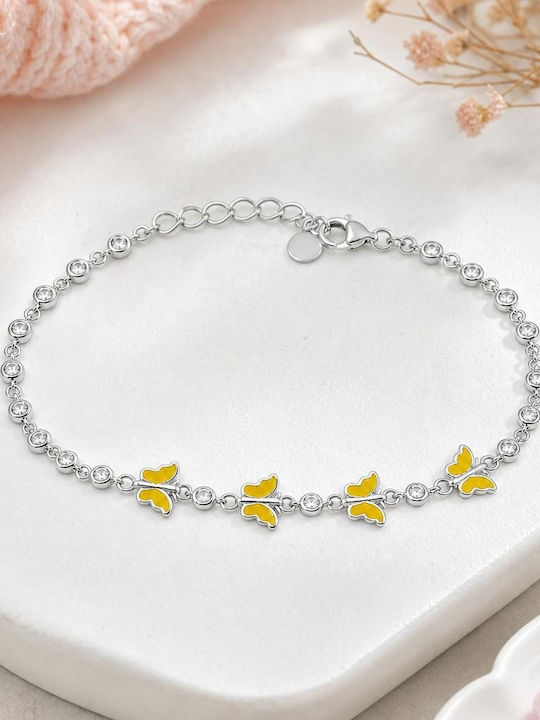 Brățară Copii Jolie 925 Argint Fluture Design Email Zirconiu 21 Cm/4.4g Argintiu Galben