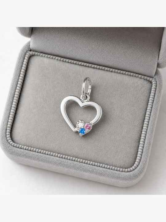 Pandantiv din argint 925 Jolie pentru femei model contur inimă mini zirconiu 0.5 g 1 x 1 cm argintiu