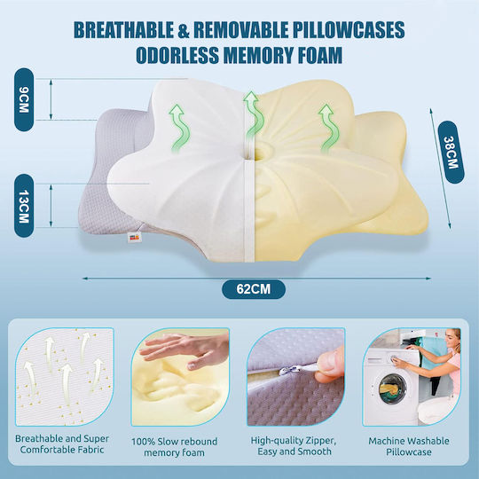 Ιατρικό Μαξιλάρι Αυχένα Memory Foam 40x18x18cm Μπεζ