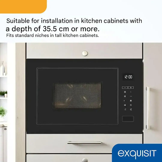 Exquisit Eingebauter Mikrowellenofen mit Grill 25lt Schwarze