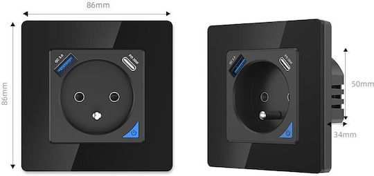 Schneider Electric Einzeln Steckdose Wi-Fi Schwarze