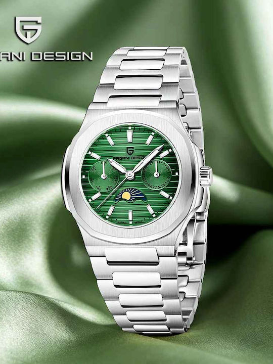 Pagani Design Ceas Dama 32.5mm Cu Baterie Cu Brățară Din Oțel Verde