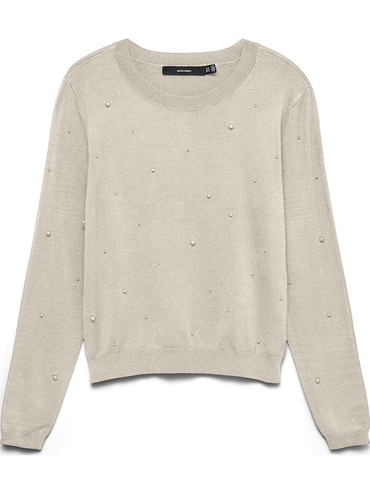 Vero Moda Boo Дамски Дълъг Ръкав Пуловер Birch Biege