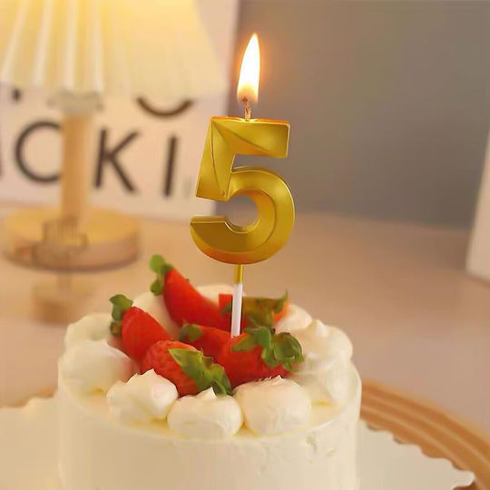 Number 5 Candle Flippy Diamond Model 5 X 3.4 Cm Gold