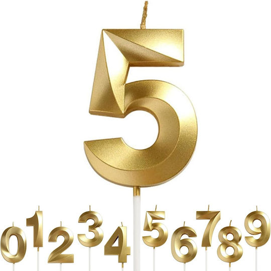 Number 5 Candle Flippy Diamond Model 5 X 3.4 Cm Gold