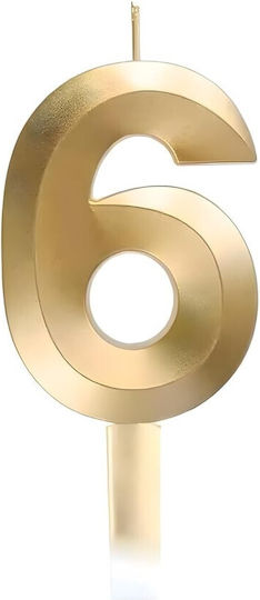 Lumânare Numărul 6 Model Diamant Flippy 5 X 3,4 Cm Auriu