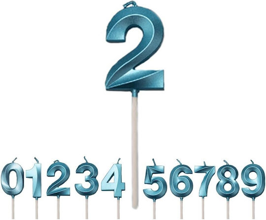 Number 2 Candle Flippy Diamond Model 5 X 3.4 Cm Blue