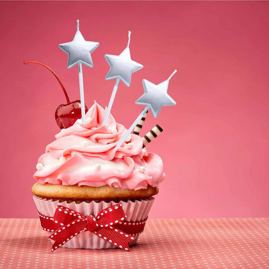 Cake Candle Flippy Star Model Party 8.5 X 3.2 Cm Silver