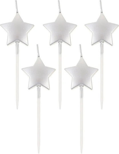 Cake Candle Flippy Star Model Party 8.5 X 3.2 Cm Silver