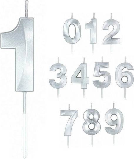 Number 1 Candle Flippy Diamond Model 5 X 3.4 Cm Silver