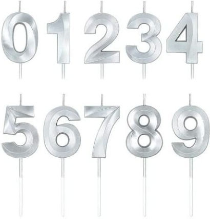 Number 1 Candle Flippy Diamond Model 5 X 3.4 Cm Silver