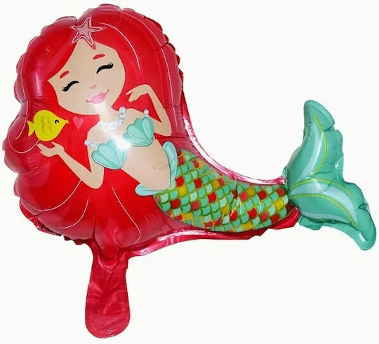 Balon Zi De Naștere Sirenă Folie Roșu 39 cm