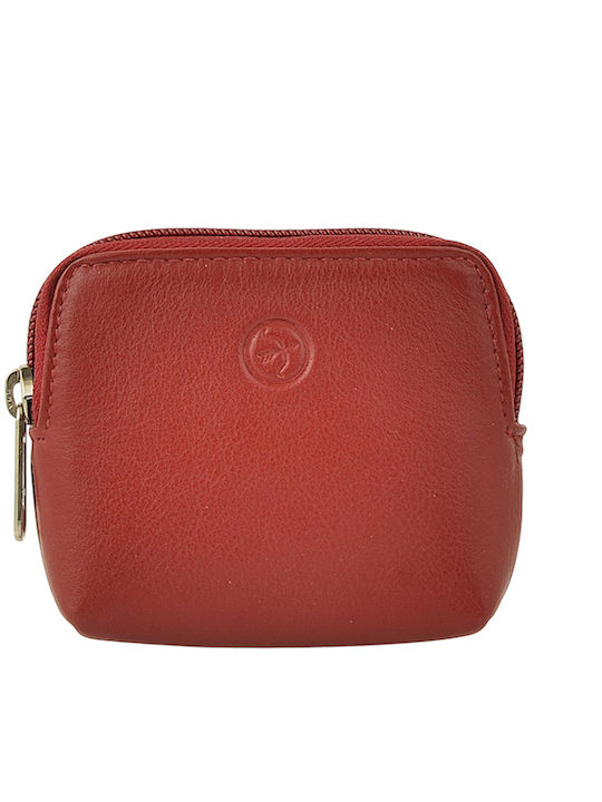 Small Leather Women's Coin Wallet with RFID Red