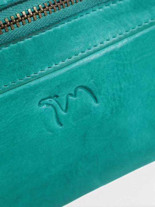Leder Damenbrieftasche Türkis