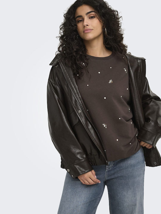 Women's Cotton Long Sleeve Brown Blouse