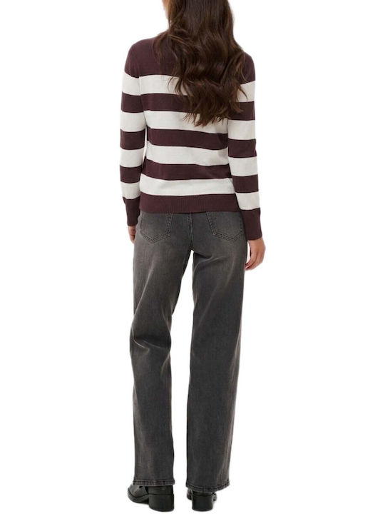 Women's Striped Burgundy Blouse