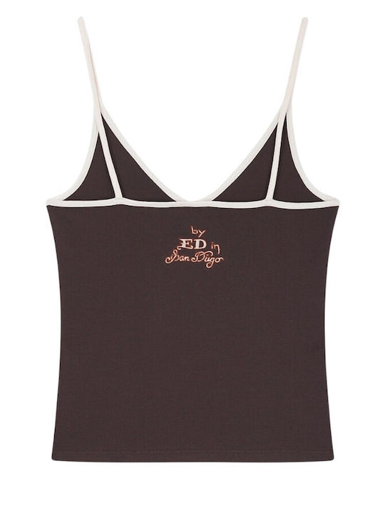 Women's Sleeveless Brown Blouse