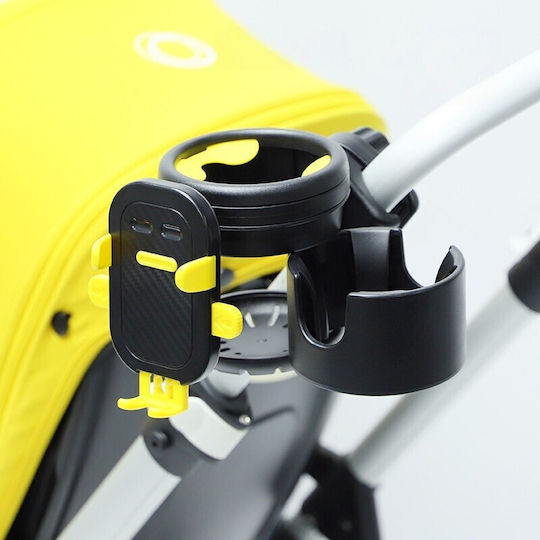 Suport Universal 3în1 pentru Cărucior Flippy Biciclete Mașină Fabricat din ABS 1 Suport pentru Telefon 2 Suporturi pentru Pahare Rotație 360° Negru Galben
