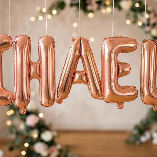 Set 7 Balloons Numbers with Name Foil Rose Gold 40cm
