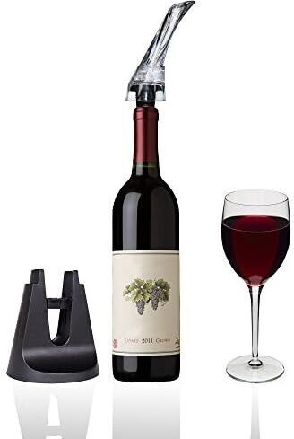 2in1 Aerator de Vin Turnător Flippy Decantare Fără Picurare Fără Vărsare 18x10x8cm Negru