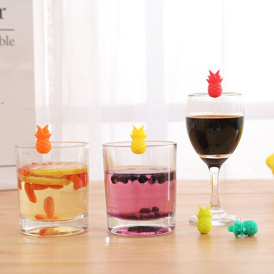 Set 6 Gläser Zubehör Flippy Partys Cocktails Silikon Ananas Design Mehrfarbig