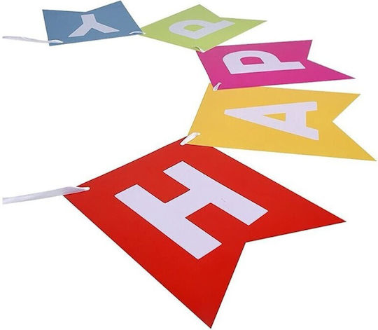 Banner Happy Birthday 100x200 Cm Steag Flippy Dimensiune 11.5x16.5 Cm Rulou De Ață Inclus Multicolor