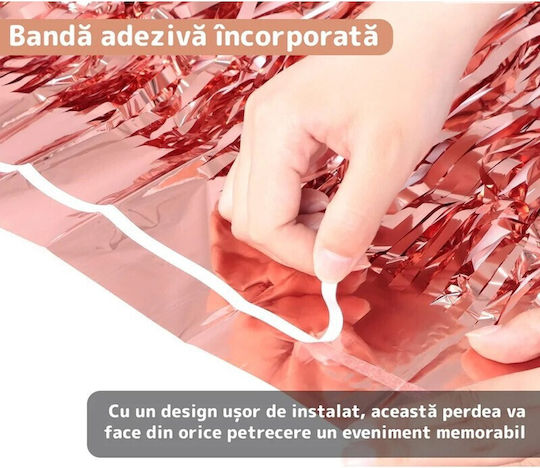 Perdea Franjurată Flippy Decorațiuni Pentru Petreceri Model Fundal Foto Decorațiune Colorată Pentru Petreceri Dimensiune 100x200 Cm Roz Auriu