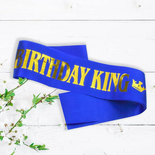 Panglică Aniversară Flippy Birthday King Design Temă Aniversară 160x9,5 Cm Albastră
