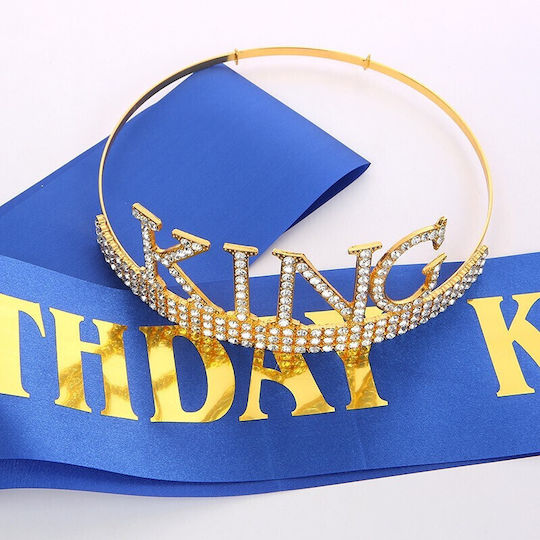 Panglică Aniversară Flippy Birthday King Design Temă Aniversară 160x9,5 Cm Albastră