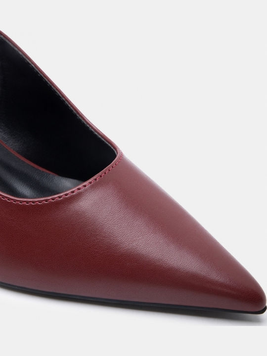Spitze Zehe Pumps mit Burgundischem Absatzhöhe