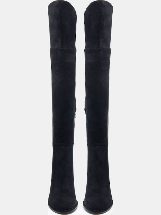 Wildleder Damenstiefel Über dem Knie Schwarze