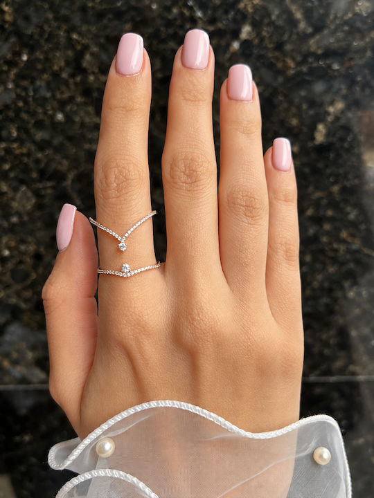 Xryseio Ring with Zircon made of Rose Gold 14K