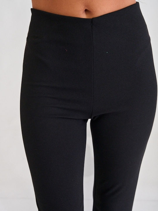 Women's Fabric Flared Trousers Black
